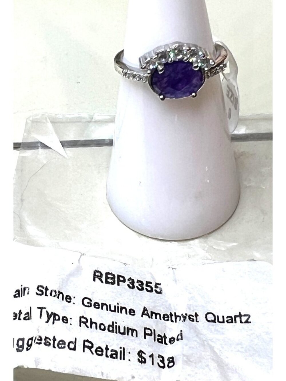 Ring Bomb Party Ring #3355, size 6, Genuine Amethyst Quartz